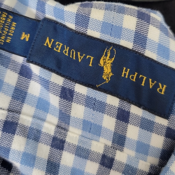 NWOT Men's Ralph Lauren Blue Checkered Plaid Button Down Oxford Size Medium - Picture 7 of 8